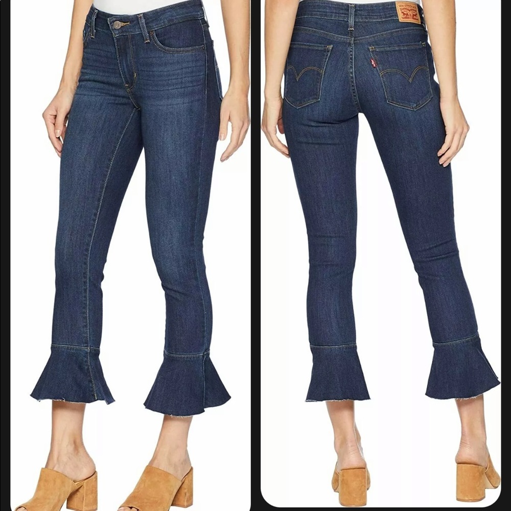 Levi’s 711 skinny crop ruffle flare size 28